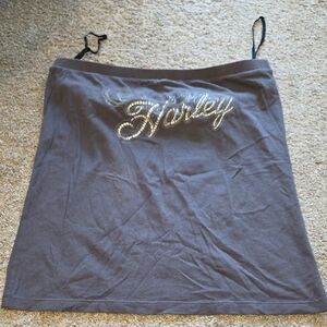 Harley-Davidson Charcoal Gray Rhinestone Script Tunic